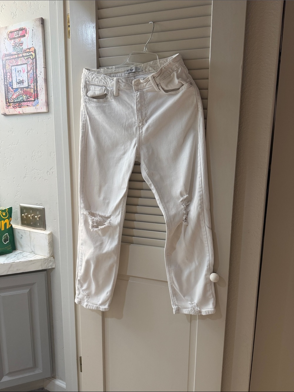 Just Black White Distressed Boyfriend Jeans